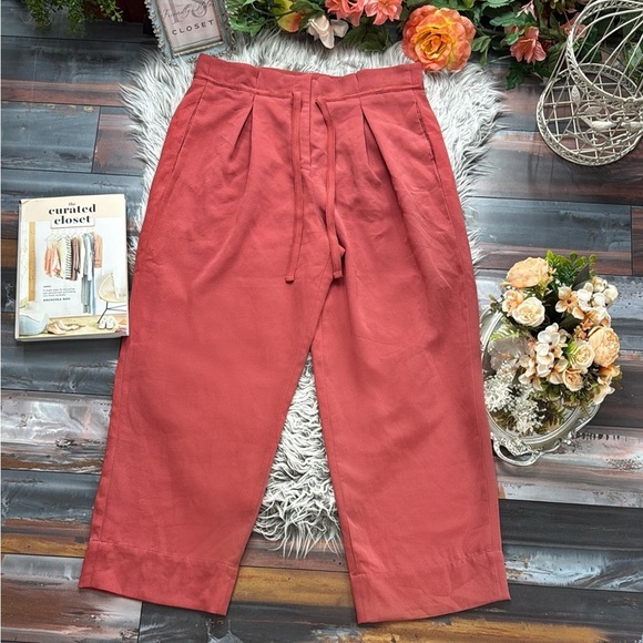 Andrew Marc New York High Waist Wide Leg Paper Bag Palazzo Ankle Trousers - Picture 1 of 8